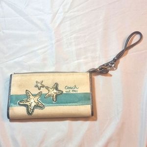 Coach star summer wallet cream and teal
